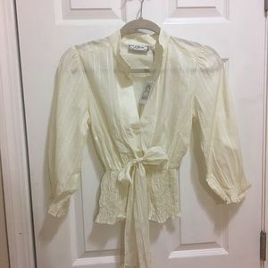 Guess Smocked Top - Ivory/Cream